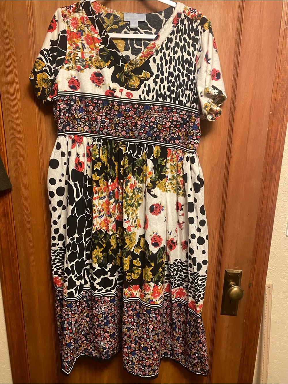 Only Necessities Multi-Color Mixed Floral & Spot Print Dress- no pockets. Cotton
